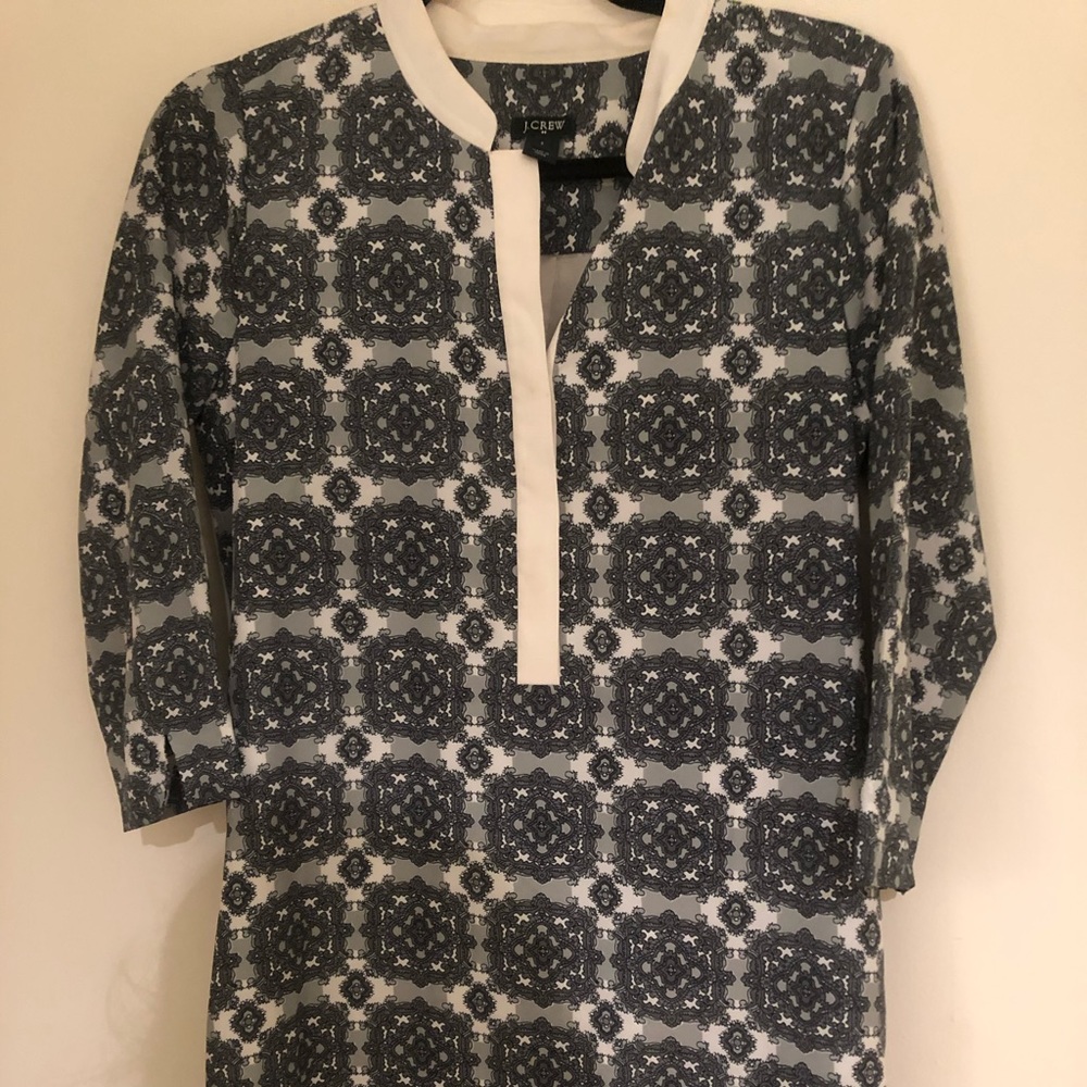 J Crew 3/4 Sleeve Silk print dress